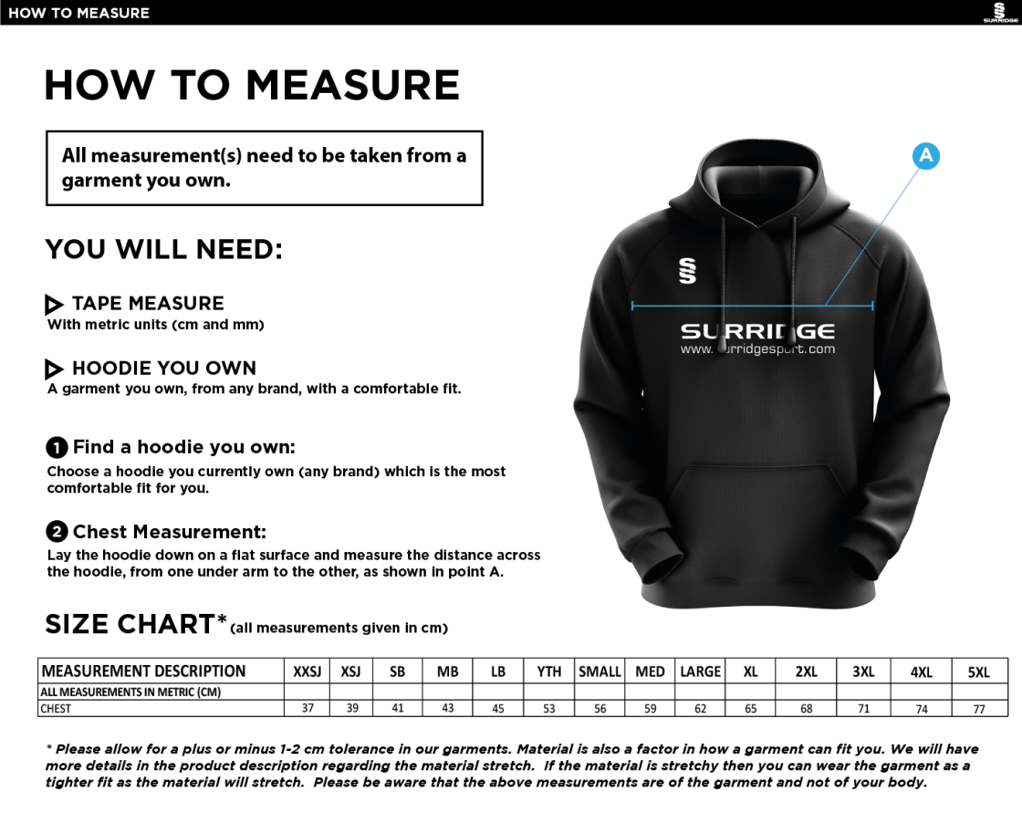 Solihull Municipal CC - Fuse Hoody - Size Guide