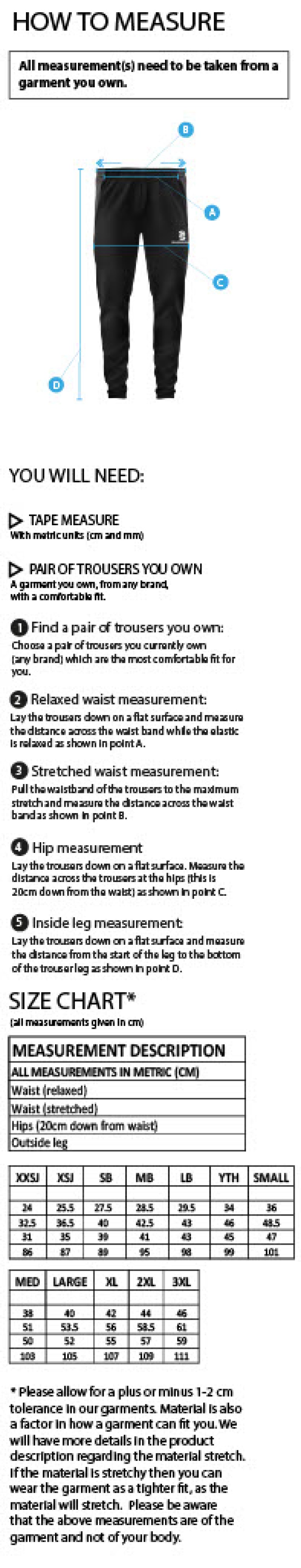 Solihull Municipal CC - Dual Tek Pants - Size Guide